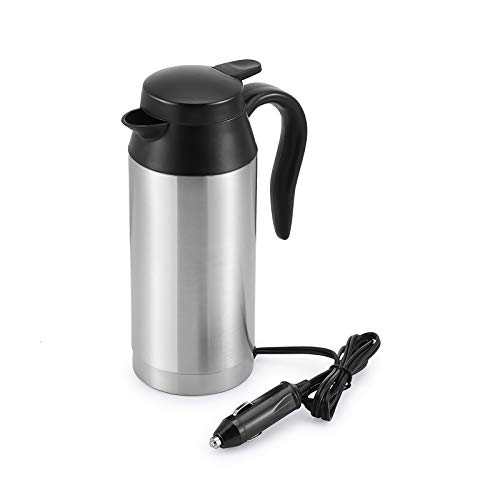 650 ml Reisewasserkocher, Auto Wasserkocher Edelstahl 12V Zigarettenanzünder Reisewasserkocher Elektrischer Wasserkocher für Heißwasser Kaffee Tee, Silber Auto Wasserkocher