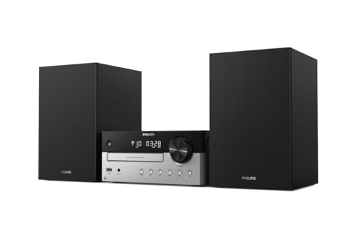 Philips M4205/12 Micro HiFi System Kompaktanlage mit Bluetooth | Mini-Stereoanlage | 60 W RMS | CD, MP3-CD, USB, FM | Bass-Reflex-Lautsprecher | USB-Anschluss zum Aufladen
