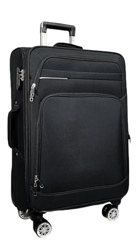 MY TRAVEL BAG Stoff Reisekoffer Trolley Erweiterbar mit Zwillingsrollen (M/L/XL/XXL oder 4er Set) Weichgepäck (Schwarz, Mittlerer Koffer (65cm))