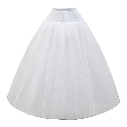 Aprildress Damen Petticoat Unterrock Lang Weiß Tüll Fluffy Crinoline Underskirt für Brautkleid Hochzeit Kleid DE-PPT026