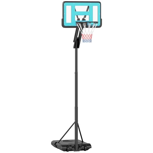 SPORTNOW Basketballkorb Outdoor mit Ständer Rolle 146–236 cm Höhenverstellbar Basketballständer mit 71x45cm Rückwand Tragbar Korbanlage für Jugendliche Erwachsene Basketballanlage für Indoor