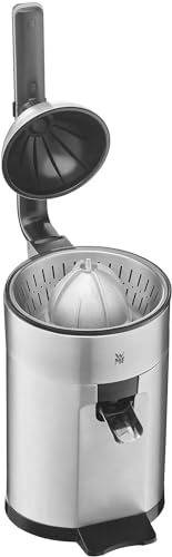 WMF Profi Plus Orangensaftpresse elektrisch, Hebel-Zitronenpresse Edelstahl, Limettenpresse, Zitruspresse, Orangenpresse mit Fruchthalter, 160 Watt, Tropfstopp, edelstahl matt