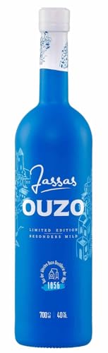 Jassas Ouzo 40% 0,7l Premium Flasche | Besonders mild | Limited Edition | Älteste Ouzo Destillerie der Welt 1856