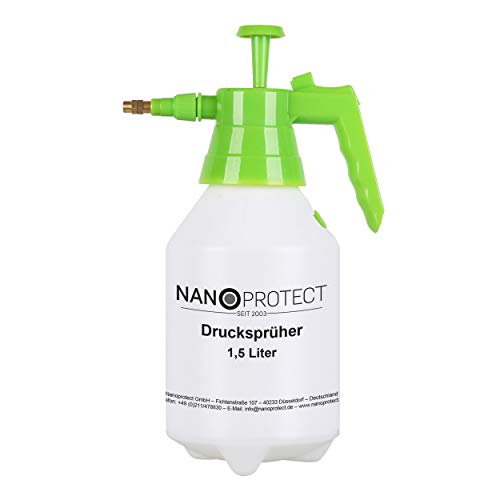Nanoprotect Handsprüher 1,5 Liter | Drucksprüher mit Verstellbarer Messingdüse | Pumpsprüher | Gartenspritze