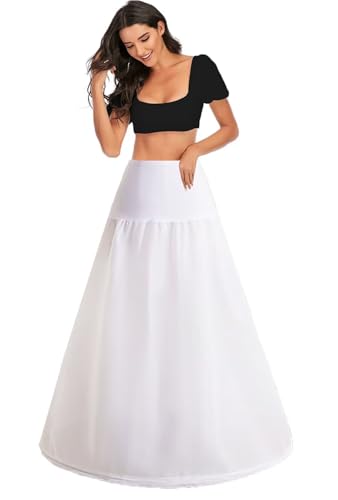 Petticoat Reifrock 1 Reifen Unterrock Brautkleid Crinoline Full A-Linie Bodenlang Hochzeitskleid Rock Underskirt Reifrock Lang A-Line Petticoat für Ballkleid Viktorianisches Kleid Kostüm(Weiß,44)