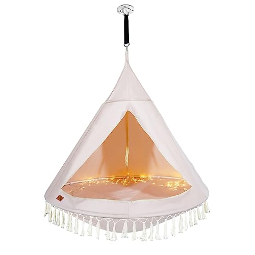 CCLIFE Nestschaukel mit Zelt Ø150 cm Hängehöhle Hängezelt Hängesack Tuchschaukel 200 kg Tragkraft, Indoor-Outdoor-Schaukel für Kinder & Erwachsene