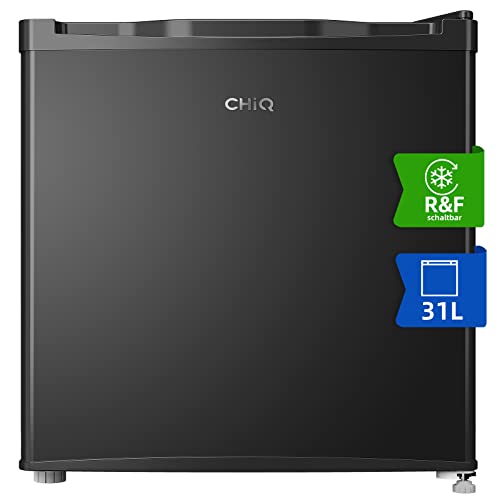 CHIQ 31L Mini Gefrierschrank,4-Sterne-Gefrierfunktion, geräuschlos, umkehrbare Tür,49,6 x 47,4 x 44,7 cm (HxBxT),mini Tiefkühltruhe bis zu -24°C,12 Jahre Garantie auf den Kompressor,schwarz