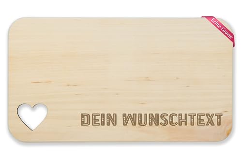 Frühstücksbrettchen Holz Herz - Wunschtext Text Gravur I Personalisiertes Geschenk Frühstück - 22,5x12,5 - Holz - personalized cutting board personalisierte brotzeitbretter selbst gestalten