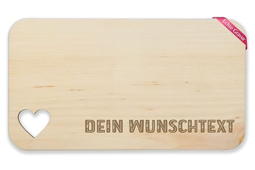 Frühstücksbrettchen Holz Herz - Wunschtext Text Gravur - 22,5x12,5 - Holz - personalized cutting board personalisierte brotzeitbretter selbst gestalten eigener brettchen