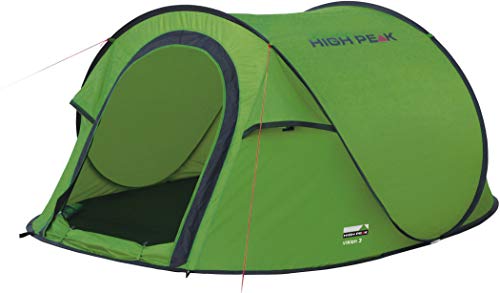 High Peak Wurfzelt Vision 3, Pop Up Zelt für 3 Personen, Festivalzelt freistehend, super leichtes Schnellöffnungs-Wurfzelt, 1500 mm wasserdicht, Ventilationssystem, Moskitoschutz