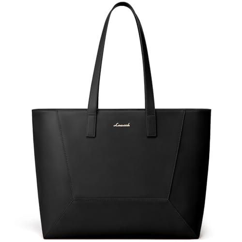 LOVEVOOK Handtasche Damen Mittelgroß, Shopper Tasche Groß, Damen-Henkeltaschen Tote Bag Leder, Handbags for Women Elegant, Leichte Ledertasche Schultertaschen für Arbeit Business Büro Office, Schwarz