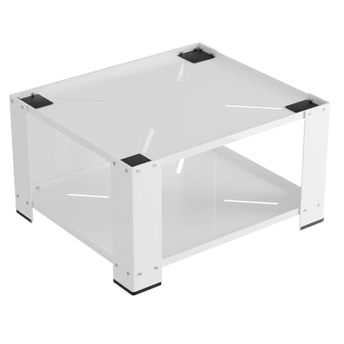 Fiqops Waschmaschinen Untergestell mit Ablage bis 150kg, Waschmaschinen-Unterschrank, stabiler Waschmaschinensockel als Unterbau auch für Trockner, Kühlschrank, 60.6x60.6x40cm weiß