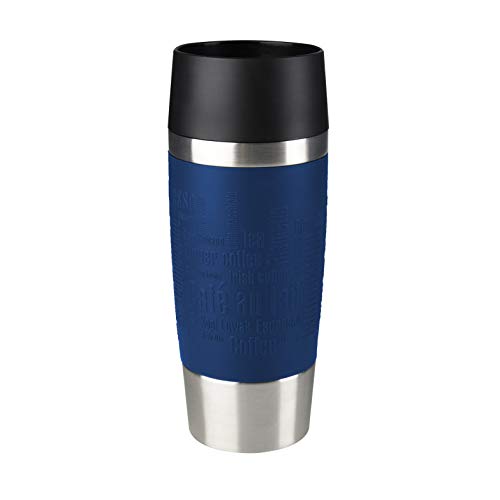 Emsa 513357 Travel Mug Classic | 360 ml | Thermobecher | Isolierbecher | hält 4h heiß/8h kalt | auslaufsicher | Quick-Press-Verschluss | 360°-Trinköffnung | blau | 1 Stück (1er Pack)