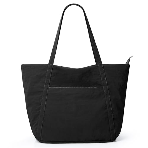 KALIDI Shopper Tasche Damen Uni Tasche Groß Tote Bag Schwarze Handtasche mit Reißverschluss Für Arbeit, School, BüRo, Schule