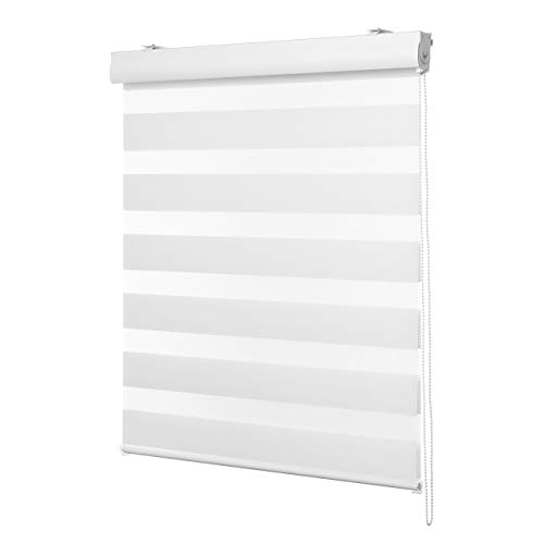 Ventanara® Doppelrollo Weiss mit Kassette Weiss Matt Duorollo Rollo Rolljalousie viele Größen (140 x 160 cm, Weiss/Kassette Weiss Matt)