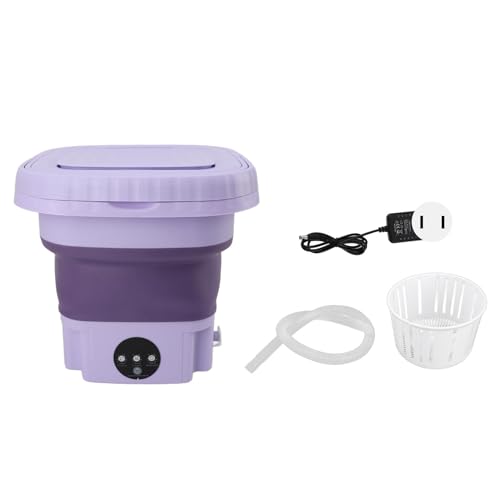 banapoy Tragbare Faltbare Waschmaschine, 11 L Automatische Mini-Eimer-Waschmaschine mit Abflussrohr, Reisewaschmaschine für Reisen, Wohnmobil, Camping, Wohnungen, Hauswäsche (EU-Stecker)