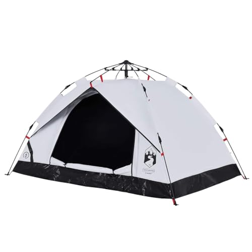 vidaXL Kuppel Campingzelt 2 Personen, Kuppelzelt mit Quick-Release-System, Wurfzelt mit Netzwände Überzelt, Zelt, Weiß Verdunkelt 190T Polyester