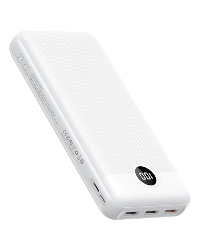 VEGER Power Bank 27000mAh 20W PD, Powerbank USB C Externer Handyakkus mit 4 Ausgängen und 2 Eingängen LED Tragbares Ladegerät,Kompatibel mit iPhone 15 14 13 12 Samsung Huawei iPad Tablet usw(Weiß)