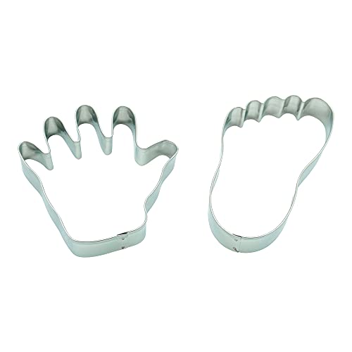 BekkiB 226162-2er Set 'Hand & Fuß' - Ausstechformen Käsefuß und Hand - Ausstecher aus Edelstahl zum Backen von Plätzchen & Keksen