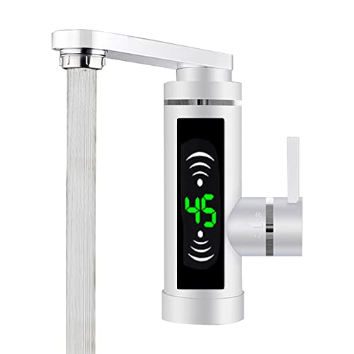 ACROSSPART 3KW Elektrischer Wasserhahn Durchlauferhitzer Wasserhahn Elektrische Wasserhahn mit LED Temperaturanzeige Edelstahl Armatur für Küche & Bad 360° Drehbarer Wasserhahn
