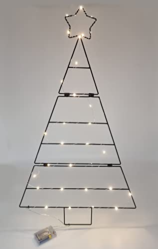 Metall Weihnachtsbaum zum aufhängen 83 cm - beleuchtet mit 30 LED - Wand Dekoration zum Hängen für Zierschmuck - Deko Tannen Baum Hängebaum Hängedeko Wand Behang Weihnachten Advent