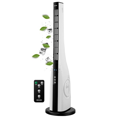 Echos® Turmventilator energiesparender Standventilator sehr leise Säulenventilator mit Fernbedienung 3 Modi Ventilator mit Kühlung Oszillierend 15h Timer LED-Display Tower Fan Luftkühler