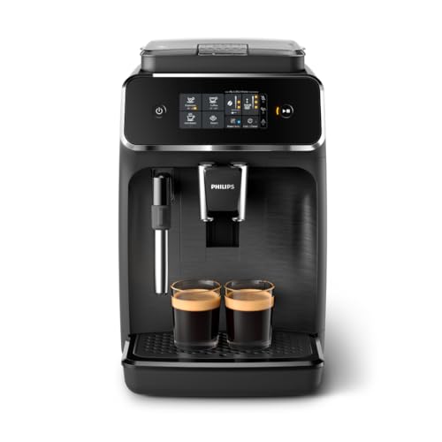 Philips Serie 2200 Kaffeevollautomat – 2 Kaffeesorten, Klassischer Milchaufschäumer, Intuitives Touchdisplay, 100% Keramikmahlwerk, mattes Schwarz (EP2220/10)