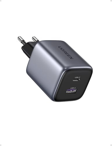 UGREEN Nexode USB C Ladegerät 35W iPhone Schnellladegerät 2-Port Netzteil GaN II USB-C Stecker kompatibel mit iPhone 16 Pro Max, 16 Pro, 16, 15, 14, 13, Galaxy S24 Ultra, iPad, Tab A8, Pixel (Schwarz)