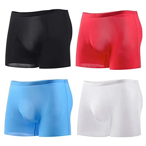 Alienjoy Herren Boxershorts Dünn Eisseide Unterwäsche Sexy Durchsichtiger Nahtloser Slips Hautfreundliche Low Rise