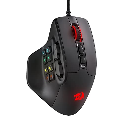 Redragon M811 Aatrox MMO Gaming Maus, 15 programmierbare Tasten kabelgebundene RGB Maus mit ergonomischem Griff, 10 seitliche Makrotasten, Software unterstützt & Hintergrundbeleuchtung