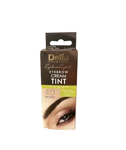 Delia Cosmetics - Augenbrauenfärbung - BRAUN - Henna Creme - Cremige Konsistenz - Lang anhaltende Wirkung bis zu 15 Tage - Kein Ammoniak - Augenbrauen, Henna, Färbeset, Set - 15ml