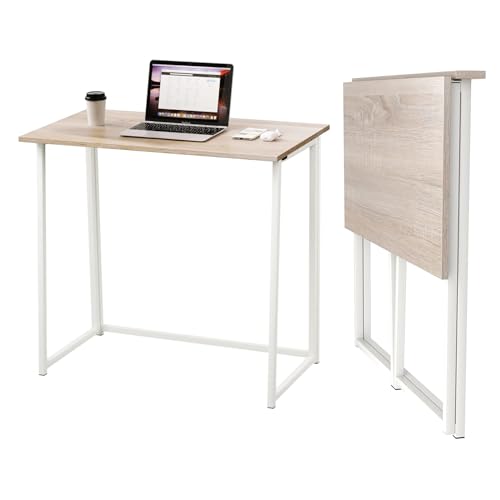 Dripex Faltbar Tisch Schreibtisch Computertisch für Homeoffice Arbeitszimmer Klappbar PC Tisch (Oak)