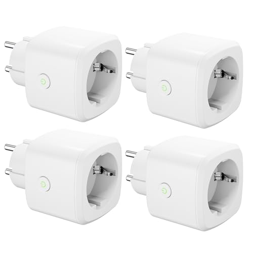 HBN Smart WLAN-Steckdose mit Verbrauchsmessung, 4er Set Smart Home WiFi Steckdose mit APP Intelligente Schaltsteckdose, Sprachsteuerung & Timer, Alexa & Google Home Komp.