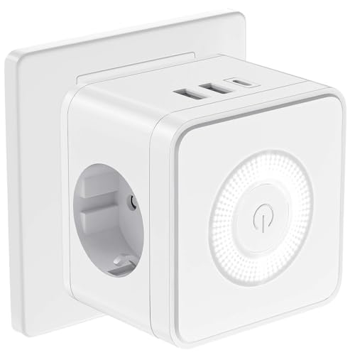 Verteilersteckdose, Doppelstecker für Steckdose, Weiß