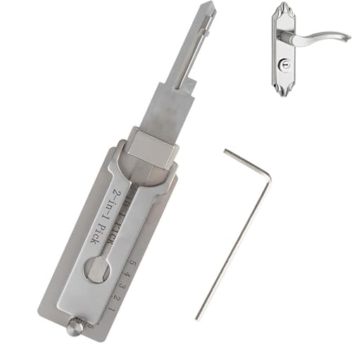 Master Key Decoder Lockpicking-Werkzeug, Schlüsseldecoder Dietrich, Edelstahl, Hauptschlüssel-Decoder, Schlosser-Werkzeuge, 2-in-1 Hauptschlüssel-Decoder, Lockpicking-Werkzeuge, Zugangstüren,