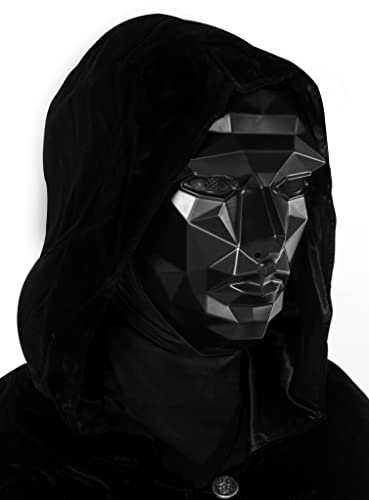 Maskworld - Korean Game Frontmann Kostüm - Maske mit Kapuzen-Umhang & Schlauchschal - Einheitsgröße