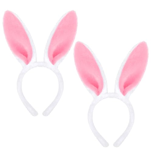 Bipl 2 Stück Hasenohren Haarreif, Plüsch Hase Ohren Haarbänder, Niedliche Hasenohren Party Stirnband, Ostern ﻿Thema Party Kostüm Zubehör, für Ostern Party Hochzeit Geburtstag Cosplay (Rosa)