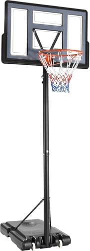 Basketballkorb Outdoor Kinder Basketball ständer, 135-305 cm Höhenverstellbar Basketballständer mit 110 x 71 cm Rückwand, Vergrößerter Basis und Rollen für Kinder/Jugendliche & Erwachsene