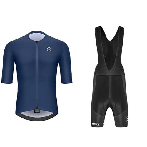 RUMAOZIA Anzüge Trikots Herren Fahrradtrikot Kurzärmliges Set Atmungsaktiver Kurzarm Fahrradhemd + 3D gepolsterte Trägerhose, Schnell trocknendem Material Fahrradbekleidung Set Radtrikot Set