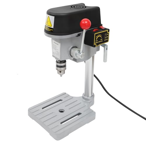 Mini Säulenbohrmaschine - 340W 220V Tischbohrmaschine Standbohrmaschine 3 Drehzahl Einstellbar für Holz, Metall und Kunststoff