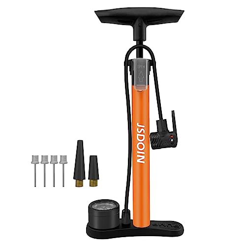 Jsdoin Luftpumpe Fahrrad-Standpumpe mit Manometer,Standluftpumpe, Fahrradpumpe Hochdruck 160 PSI,Luftpumpe für Alle Ventile