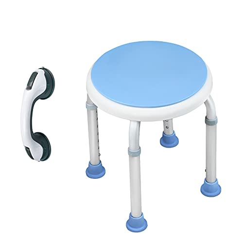 Yznahre 360° Drehbarer Duschhocker - Duschstuhl mit Badewannengriff - Duschhocker für Senioren Höhenverstellbar Duschstuhl 37-53cm, rutschfest Stabil Duschhilfe Duschsitz Badsitz 136Kg, TYP B