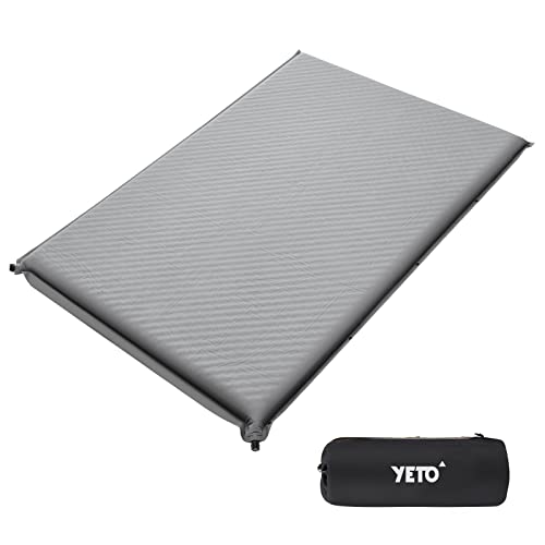 yETO Camping Selbstaufblasende Isomatte extra breit 192x140cm für 2 Personen Outdoor verbindbare 8cm Dick Selbstaufblasbare Luftmatratze,Indoor,Wandern,Grau