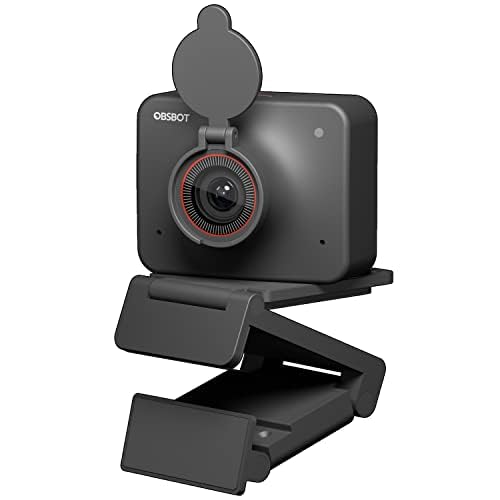 OBSBOT Meet KI-Betriebene Webcam 4K, Videokonferenz Kamera mit KI Automatischem Bildausschnitt, 4K Ultra HD Videoanrufe und Streaming, Webcam mit Mikrofon - Schwarz