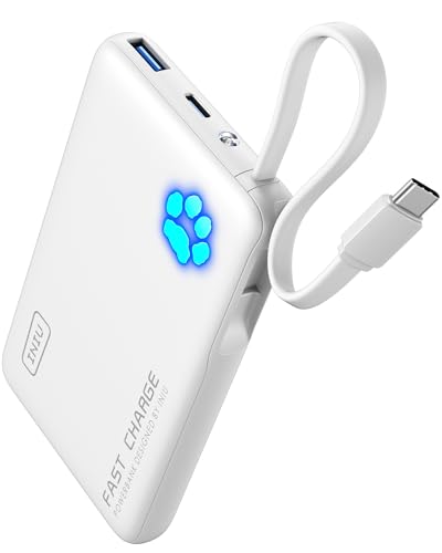 INIU Power Bank, Minigröße 20W 10000mAh PowerBank mit Integriertem USB-C Kabel, PD3.0 QC4.0 USB C In&Out, Klein Aber Stark Externe Handyakkus für iPhone 16 15 14 13 12 Pro Max Mini Samsung S23 iPad