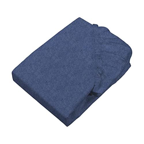 SETEX Feinbiber Spannbettlaken Melange, 140 x 200 cm, ca. 90% Baumwolle/ca. 10% Polyester, Marineblau, 1110 140200 407 306 (SE0)