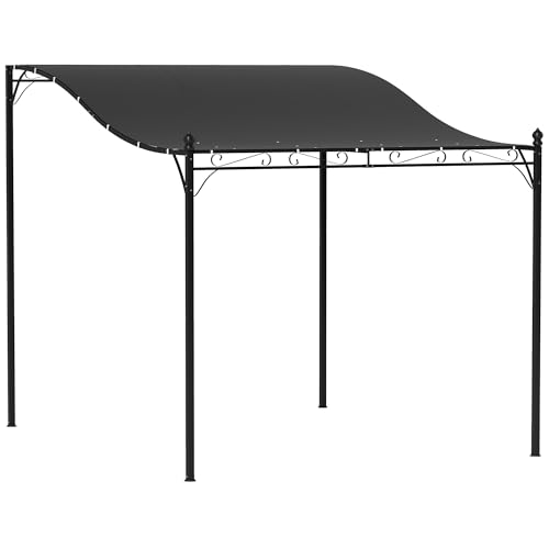 Outsunny Anbaupavillon Pergola mit Dach, Wasserabweisend Pavillon Vordach, freistehend Gartenpavillon Terrassenpavillon Überdachung Sonnenschutz für Terrasse Garten ca. 2,5x3x2,5 m Dunkelgrau