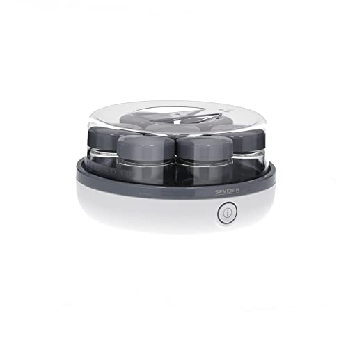 SEVERIN Joghurtbereiter, Joghurtmaschine mit Zeitanzeige zum Herstellen von selbstgemachtem und veganem Joghurt, enthält 7 Joghurtgläser mit Deckel aus Glas, BPA-frei, JG 3518
