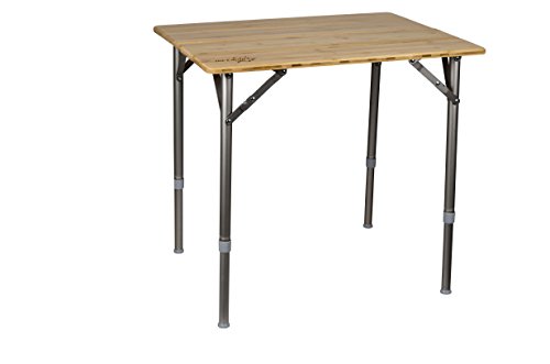 Bo-Camp Urban Outdoor Campingtisch Klapptisch Garten Tisch Falttisch Höhenverstellbar Klappbar Alu Bambus Holz 50 x 65 cm