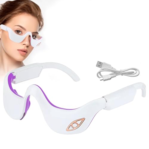 Augenmassagegerät,2 in 1 3D EMS Augenpflegegerät mit Vibration und Wärme,6 Modi 3 Stufen Rotlicht Elektrische Vibrations-Augenmaske zur Linderung von geschwollenen und trockenen Augen,Augenringen